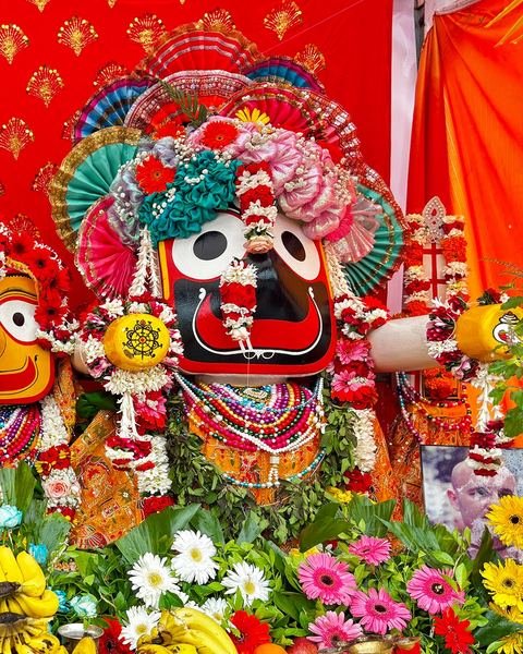 Lord Jagannath, Baladeva, and Subhadra decorated for Rathyatra 2026 at ISKCON Satara — photo 5 of 16