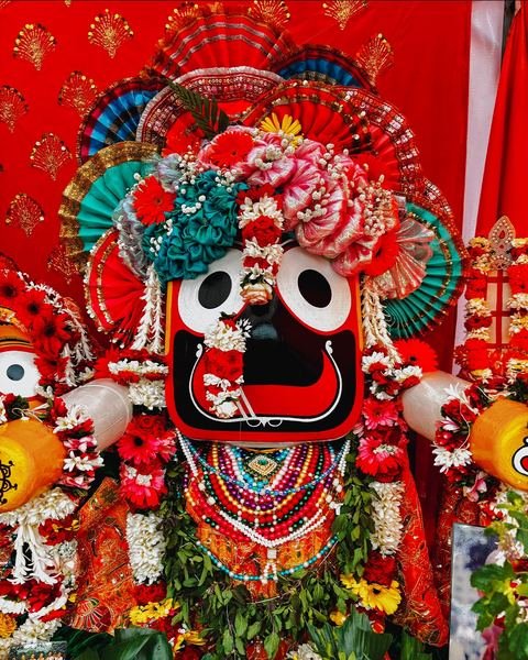 Lord Jagannath, Baladeva, and Subhadra decorated for Rathyatra 2026 at ISKCON Satara — photo 12 of 16