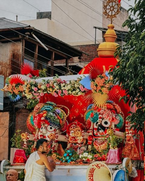 Lord Jagannath, Baladeva, and Subhadra decorated for Rathyatra 2026 at ISKCON Satara — photo 16 of 16